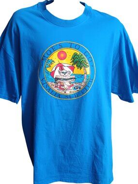 XXL Y2K Vtg Hanes Beefy-T Moes To Go Visalia Sub Club Graphic T-Shirt XXL Blue